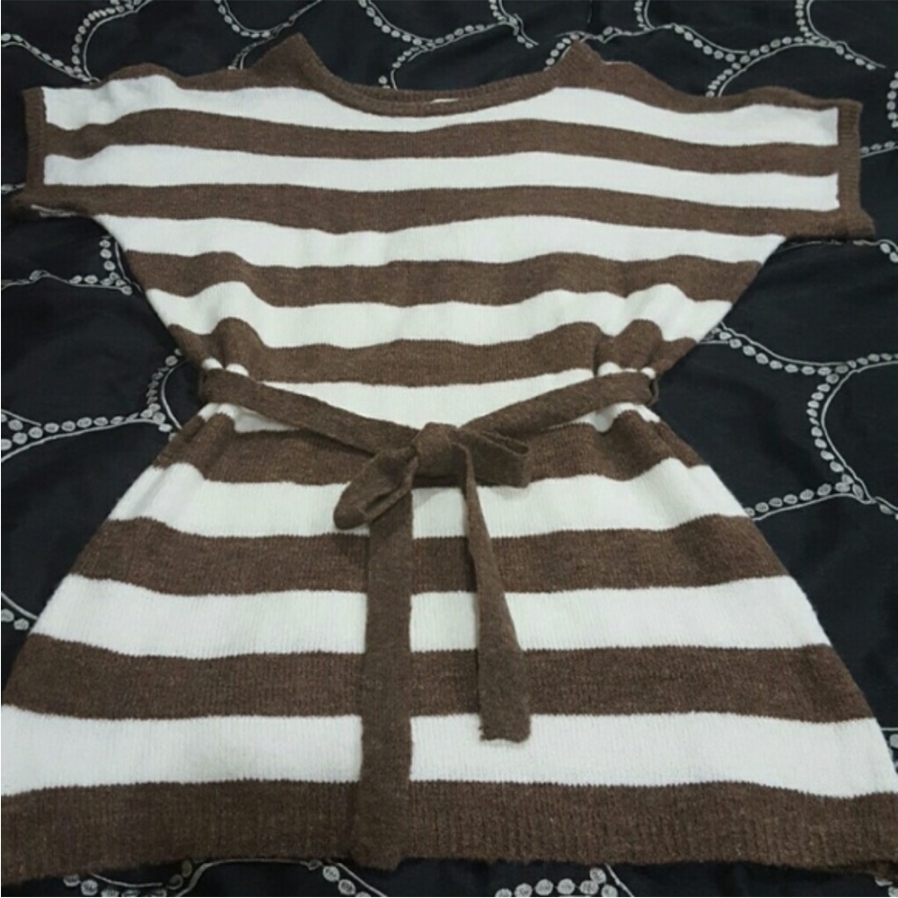 Love Rocks Brown and White Striped Dress